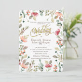 Chic Wildblume Wedding Einladung (Stehend Vorderseite)