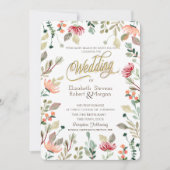 Chic Wildblume Wedding Einladung (Vorderseite)