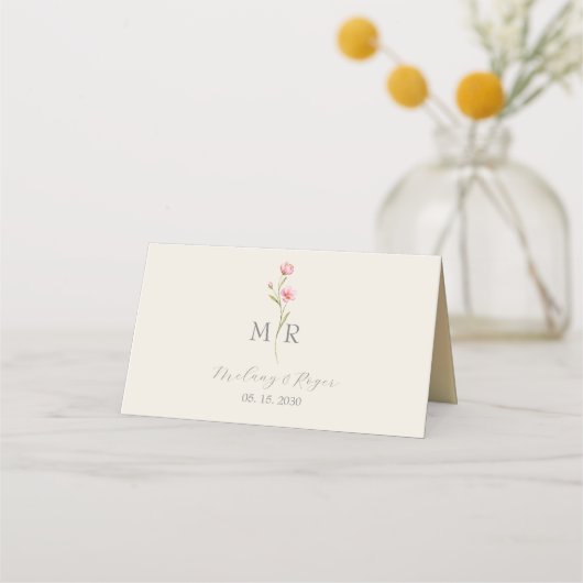 Chic Wildblume Wedding Platzkarte (Rückseite)