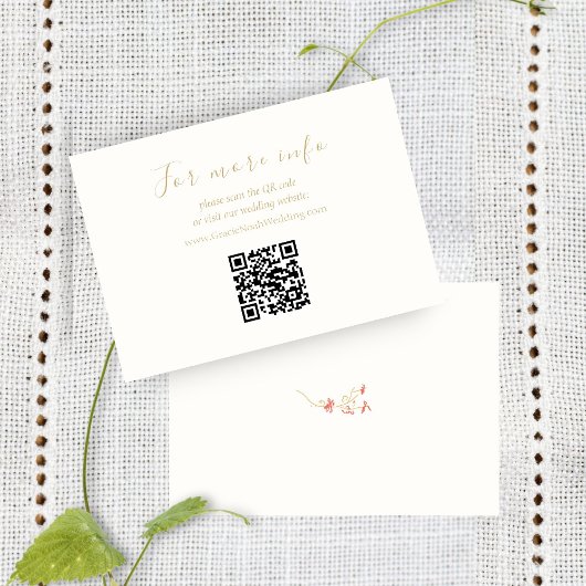 Chic Wildblume Wedding Website QR Code Info Card