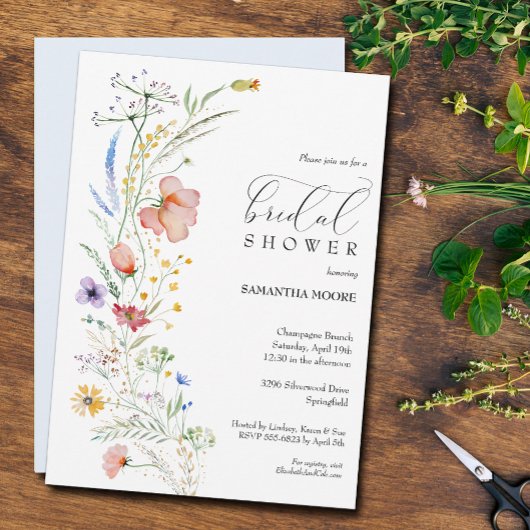 Chic Wildblumen Brautparty Einladung