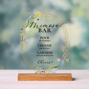 Chic Wildblumen Bridal Brunch Mimosa Bar Acrylschild