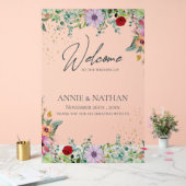 Chic Wildblumen herzlich willkommen bei der Hochze Acrylschild (Hochzeit)
