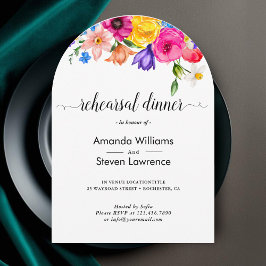 Chic Wildblumen Hochzeit Probe Abendessen Bogen Einladung