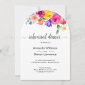 Chic Wildblumen Hochzeit Probe Abendessen Bogen Einladung (Vorderseite)