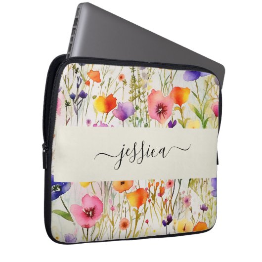 Chic-Wildblumen Laptopschutzhülle (Vorne Rechts)