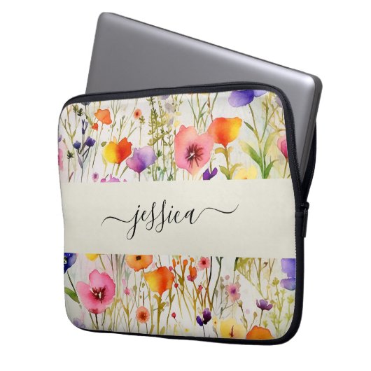 Chic-Wildblumen Laptopschutzhülle (Vorderseite Links)