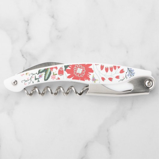 Chic-wilde Blumen-Volkskunst Kellnermesser (Rückseite)