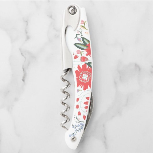 Chic-wilde Blumen-Volkskunst Kellnermesser (Vorderseite)