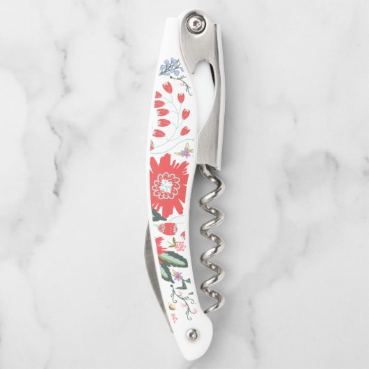 Chic-wilde Blumen-Volkskunst Kellnermesser (Rückseite)