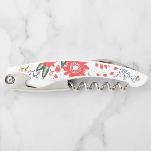 Chic-wilde Blumen-Volkskunst Kellnermesser (Vorderseite)