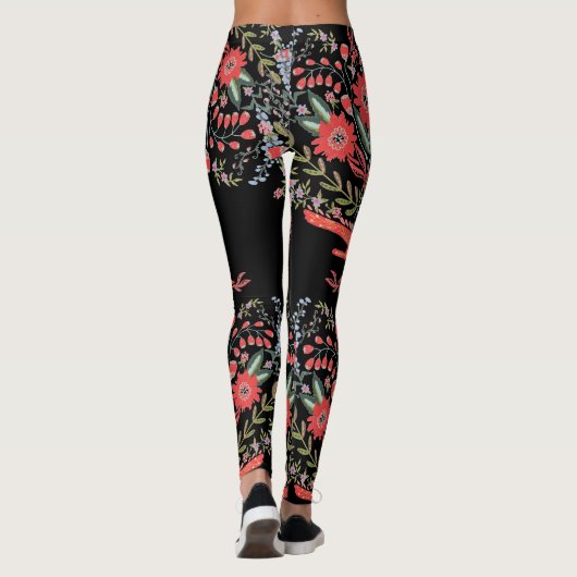 Chic-wilde Blumen-Volkskunst Leggings (Rückseite)