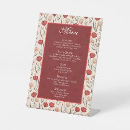 Chic Wildflower Tulip Minimalist Wedding Menus Sockelschild