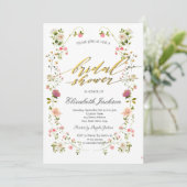 Chic Wildflowers Brautparty Einladung (Stehend Vorderseite)