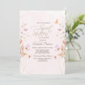 Chic Wildflowers Pink Watercolor Sweet 16 Einladung (Stehend Vorderseite)