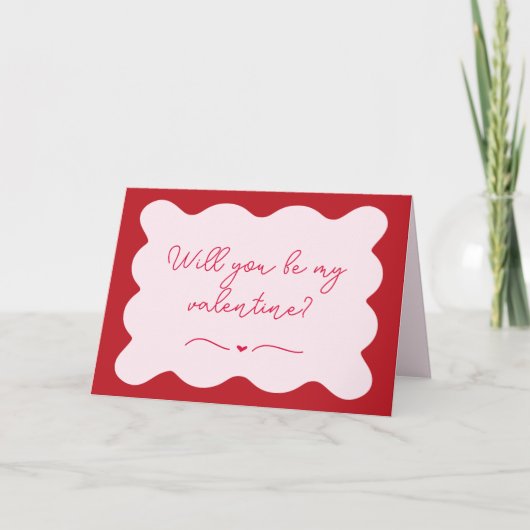 Chic "Will you be my Valentine" Trendy Pink & Red Karte (Vorderseite)