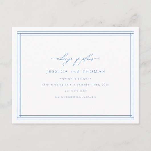 Chic Window Wedding Postponement Ändern Sie das Da Ankündigungspostkarte (Vorderseite)