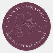 Chic Wine Brautparty Runder Aufkleber (Vorderseite)