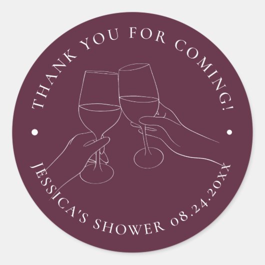 Chic Wine Brautparty Runder Aufkleber (Vorderseite)