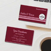 Chic Wine Red Pink Streifen mit Logo Beruflich Visitenkarte