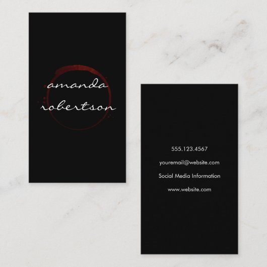 Chic Wine Stain Visitenkarte (Vorne/Hinten)