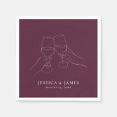 Chic Wine Verlobung + Hochzeit Serviette (Vorderseite)
