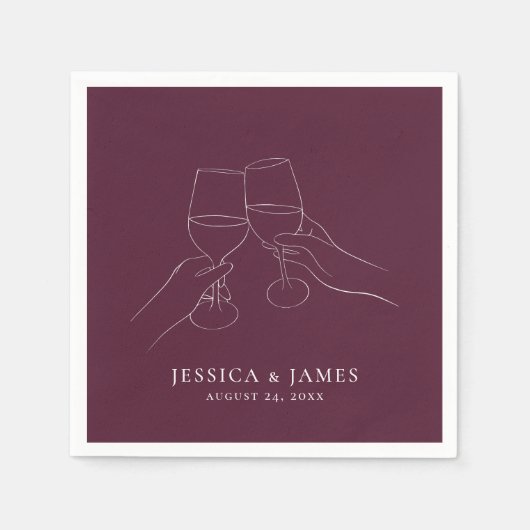 Chic Wine Verlobung + Hochzeit Serviette (Vorderseite)