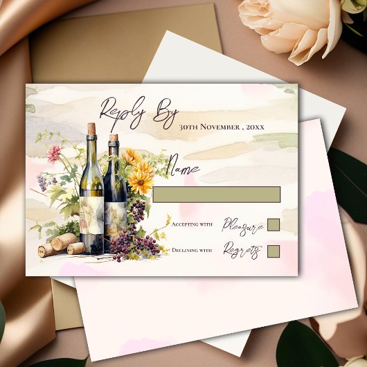 Chic Winery Rustic Grapevine Inspirierte Hochzeit RSVP Karte