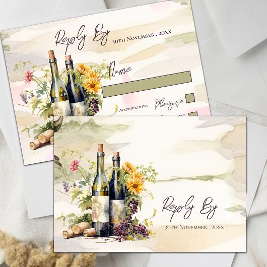 Chic Winery Rustic Grapevine Inspirierte Hochzeit RSVP Karte