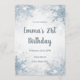 Chic Winter 21st Birthday Invitation – Snowflakes Einladung