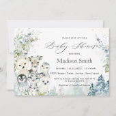 Chic Winter Arctic Alpinanimals Babydusche Einladung (Vorderseite)