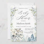 Chic Winter Arctic Animals Baby Dusche neutral Einladung (Vorderseite)