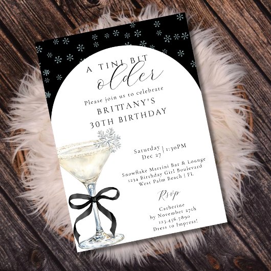 Chic Winter Bow Martini Ein Tini Bisschen Älterer Einladung