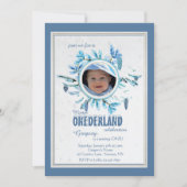 Chic Winter Foto Einladung Blue (Vorderseite)