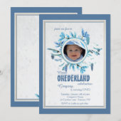 Chic Winter Foto Einladung Blue (Vorne/Hinten)