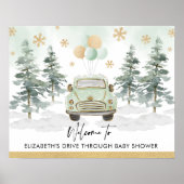 Chic Winter Holiday Drive Thru Baby Duschparade Poster (Vorne)