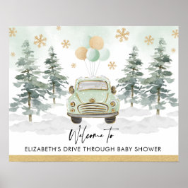 Chic Winter Holiday Drive Thru Baby Duschparade Poster