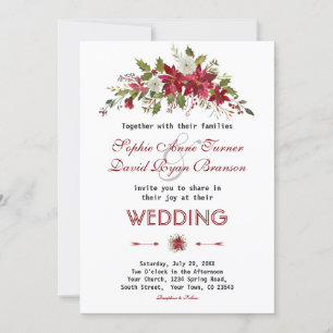 Chic Winter Holiday Poinsettia Wedding Einladung