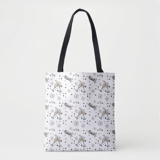 Chic Winter Ice Skaten Tote Bag - Schneeflocken Tasche (Vorderseite)