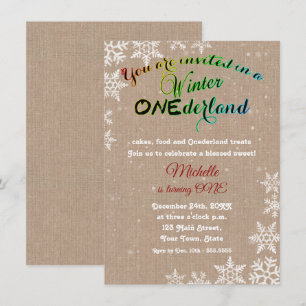 Chic Winter Onederland Girl First Birthday Party Einladung