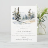 Chic Winter Pine Trees Schnee Landschaft Geburtsta Einladung (Stehend Vorderseite)