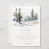 Chic Winter Pine Trees Schnee Landschaft Hochzeit Einladung (Vorderseite)