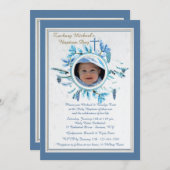 Chic Winter Religious Foto Einladung Blue (Vorne/Hinten)