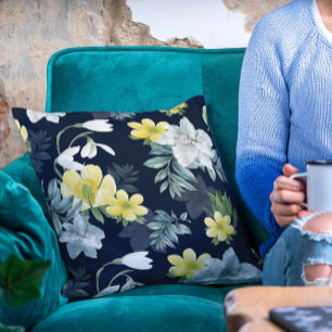 Chic Winter Snowdrop Anemone Blumenmuster Kissen