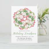 Chic Winter Watercolor Wreath Einladung (Stehend Vorderseite)