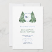 Chic Winter Wedding NewlyWeds Brunch Monogram Einladung (Vorderseite)