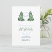 Chic Winter Wedding NewlyWeds Brunch Monogram Einladung (Stehend Vorderseite)