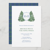 Chic Winter Wedding NewlyWeds Brunch Monogram Einladung (Vorne/Hinten)