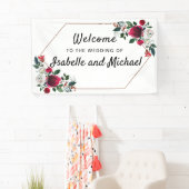 Chic Winter Wedding Welcome Red Floral Banner (Insitu)