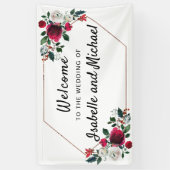 Chic Winter Wedding Welcome Red Floral Banner (Vertikal)